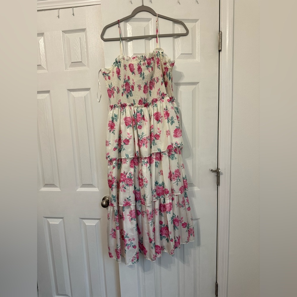 LoveShackFancy for Target Floral Smocked Tiered Midi Dress